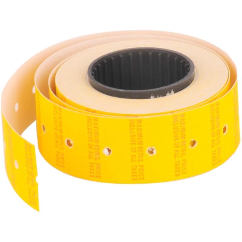 Bambalio Yellow Colour Price Labels (Eco) With Mrp Print 20 Label Rolls Compatible With All Single Line Labeling Machine
