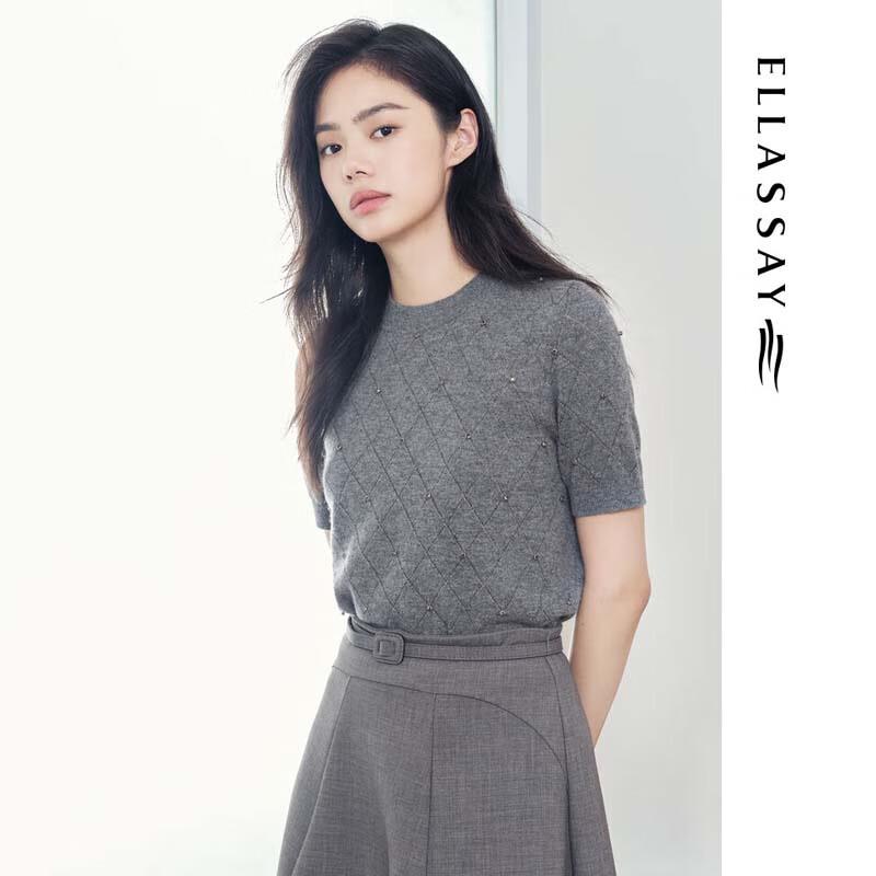 ELLASSAY Women's Wool Short Sleeve Knit Top