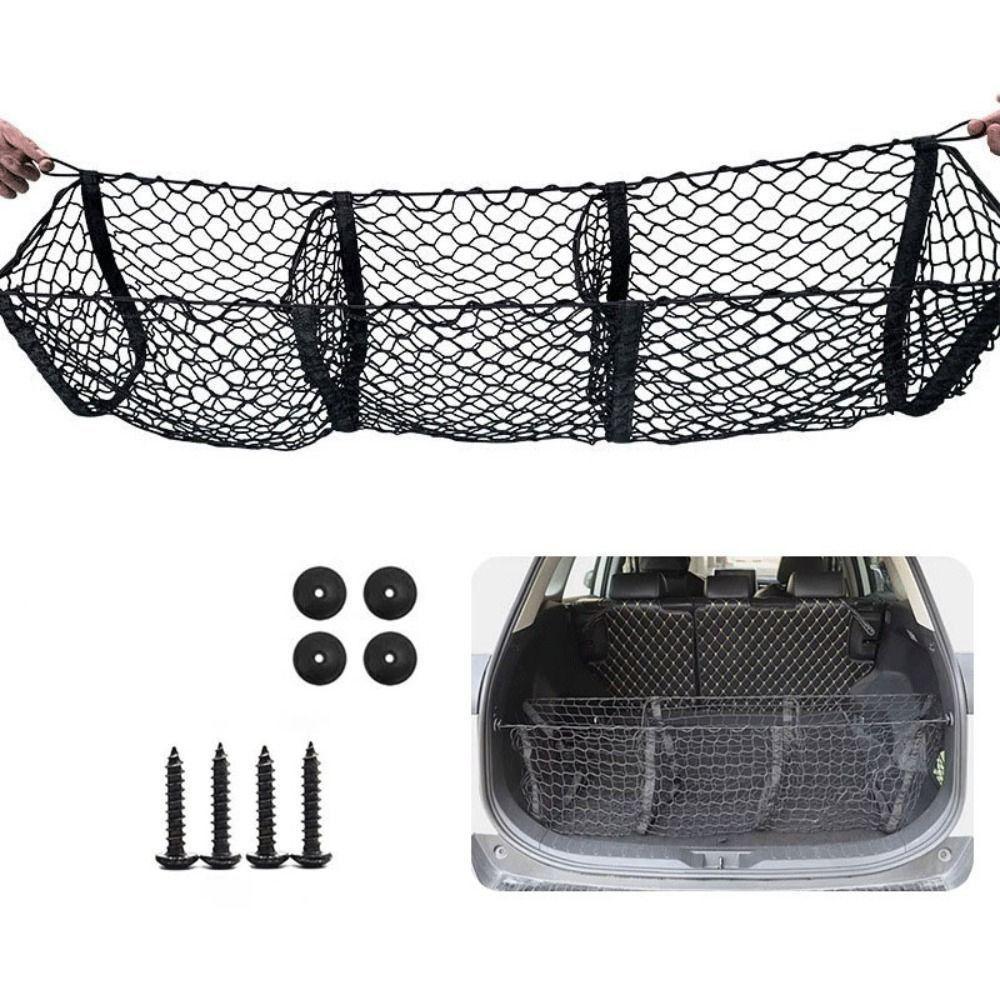 Three Grids Luggage Nets Universal Car Organizer Durable Rear Truck Storage Bag  Van