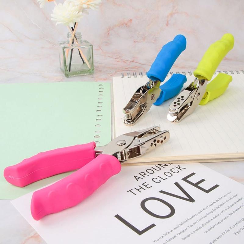 Handheld Single Hole Punch 6mm Hole Puncher 8 Sheets Capacity for Punching Paper Cardstock, Single Hole Paper Punch