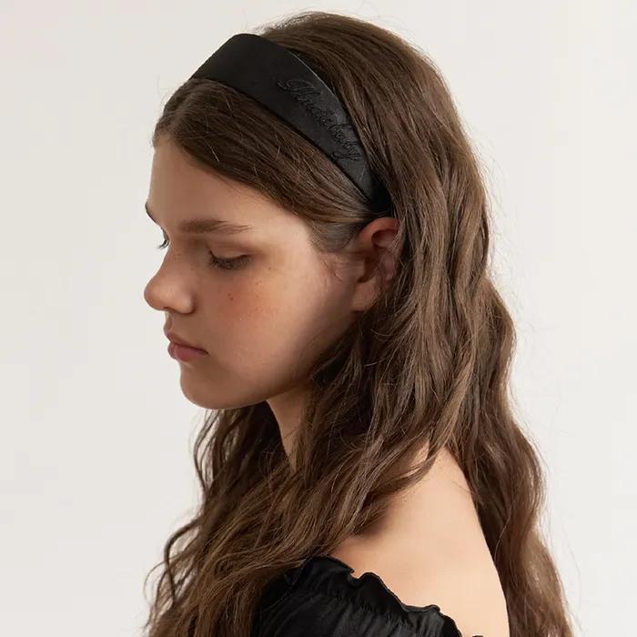 classic satin hairband - black