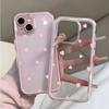 Pink Love Heart TPU Transparent Pink Phone Case For iPhone 17 16 15 Pro Max 14 13 12 11 Pro 14 15 Plus Shockproof Soft Cover
