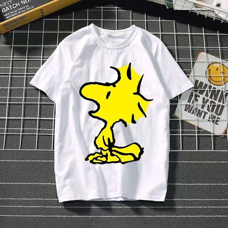 Funny Summer Fashion Snoopy Cartoon Printed Men's and Women's T-Shirts High Quality Cotton Casual Sports Short Sleeves Tops