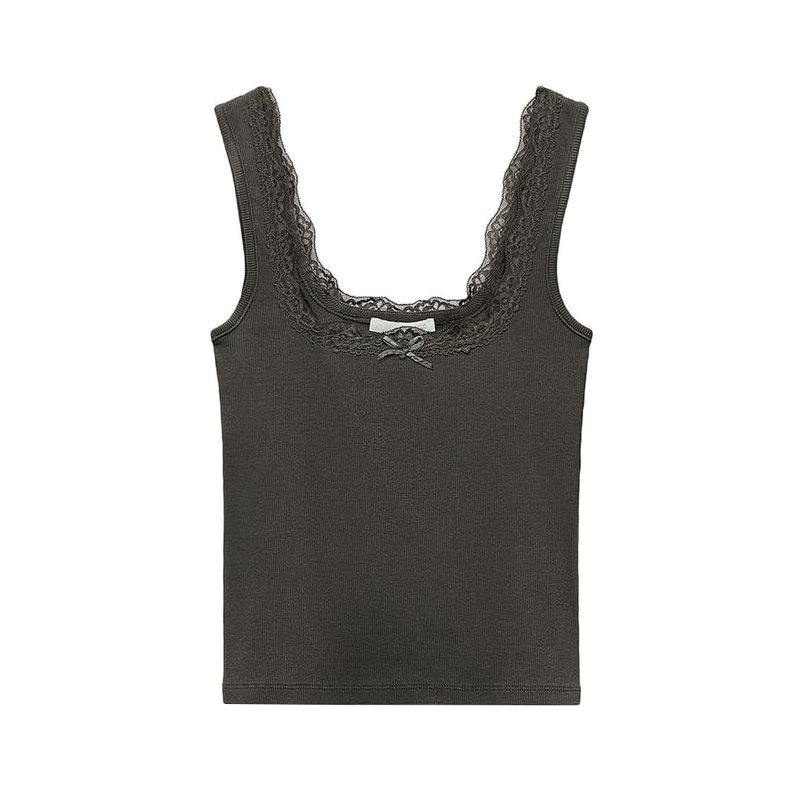 Spring New Women's Clothing Fashion Style Multi-Color Selection Lace Trim Wide Camisole Short Tops 1660300