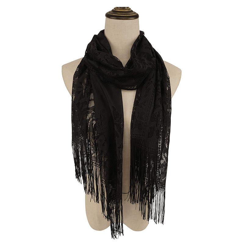 Elegant Lace Scarf for Women Tassel Trimmed Summer Sunscreen Shawl Lightweight Party Wedding Poncho Boho Chic Beach Cover Up