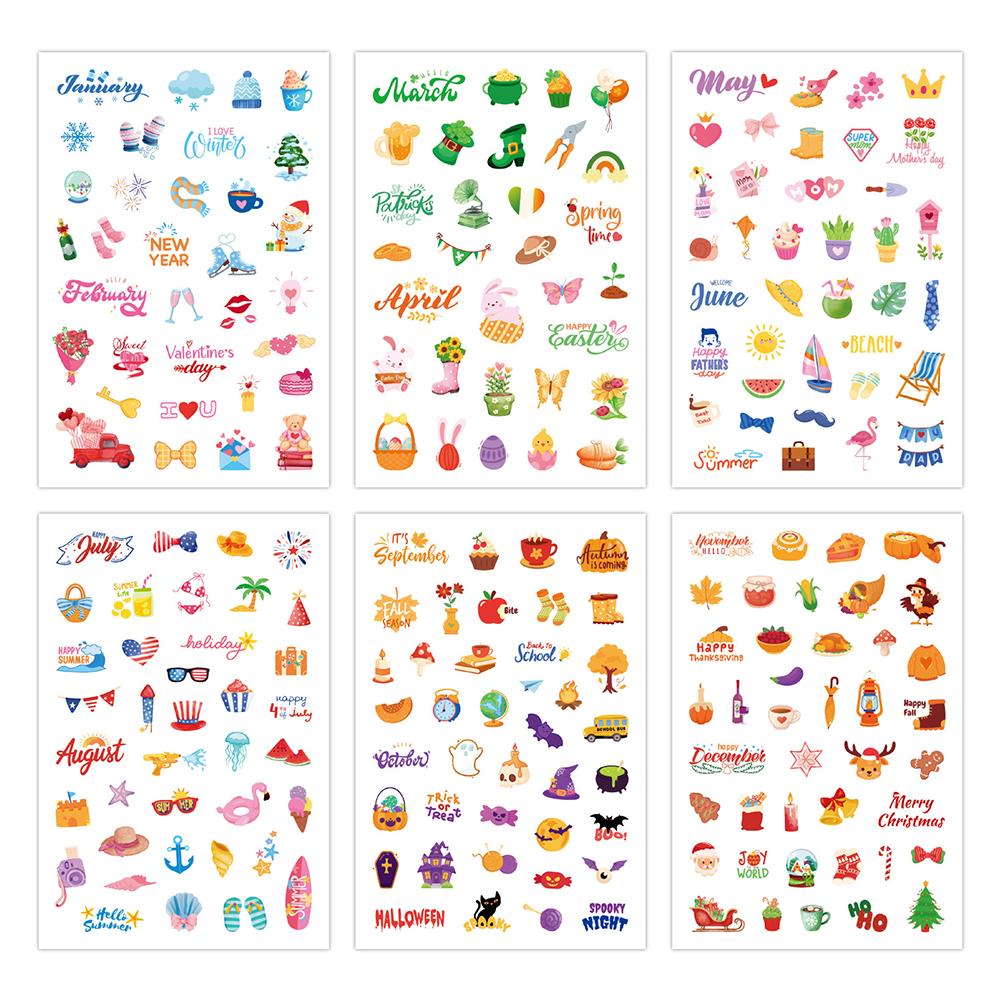 Planning Stickers, Cartoon Cute Plan, Notebook, Scrapbook, Weekly, Monthly, Holiday, Seasonal Plan Stickers
