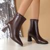 Women's Shoes 2025 Hot Sale Ankle Women's Boots Elegant Modern Boots Women Sewing Square Toe Back Zip High Heels Shoes Female
