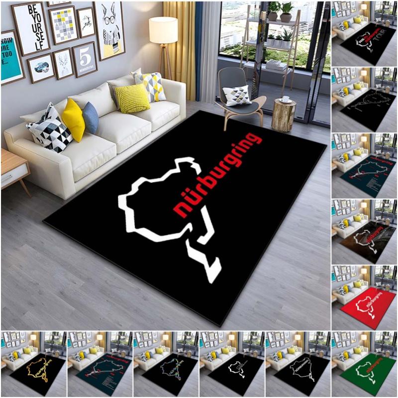 Tappeto Area di Stampa Contorno Pista di Nürburgring Sfondo Nero Tappeto Pavimento Motorsport Tappeto Decorazione Soggiorno Camera da Letto Fan di Corse