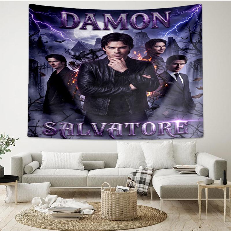Damon Salvatore Print Tapestry - Portable Wall Decor Cloth, for Home, Dorm, Travel, Bedroom, Living Room - Ideal Birthday Housewarming Gift