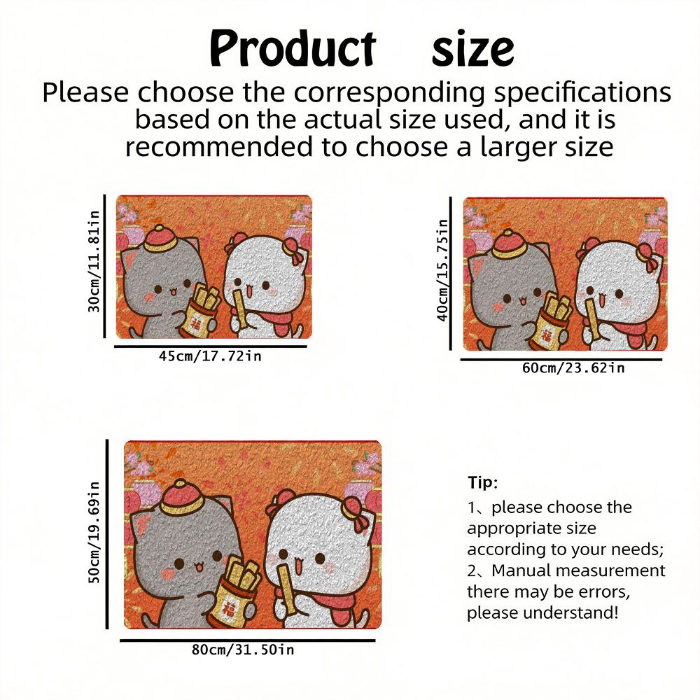 Character P-Peach And Goma Floor Mat Eco Diatomite Antibacterial Odor-Resistant Floor Mat & Drain Pad for Kitchen & Bathroom
