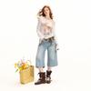 UNIFREE Sweet Deer Print Off-Shoulder T-Shirt