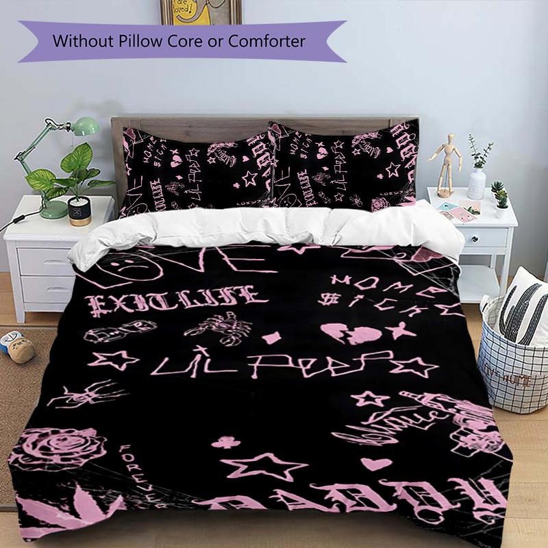 Neon Style Lil Peep 3pcs Bedding Set Duvet Cover Closure Includes 1 Duvet Cover & 2 Pillowcases for All Seasons Bedroom Home Dorm Decor