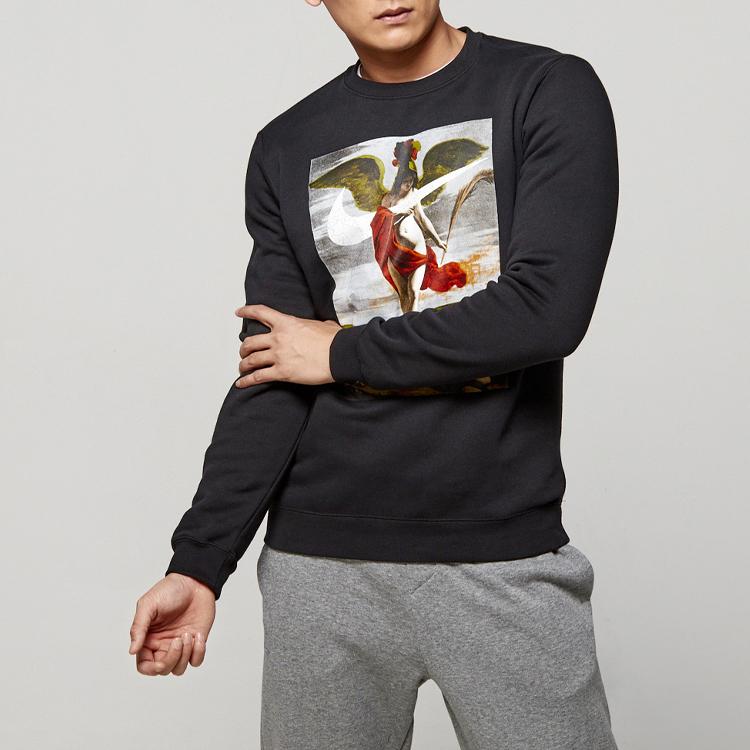Nike Vintage Pattern Crewneck Sweatshirt Men Tops Black AQ7140-010
