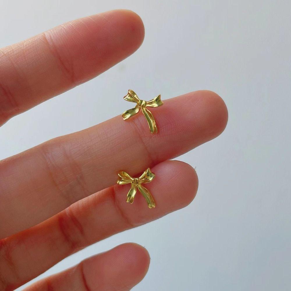 Pendientes Small Bow Earrings Jewelry Accessories Alloy Ribbon Bow Stud Earring Korean Style Balletcore Piercing Ear Stud Women