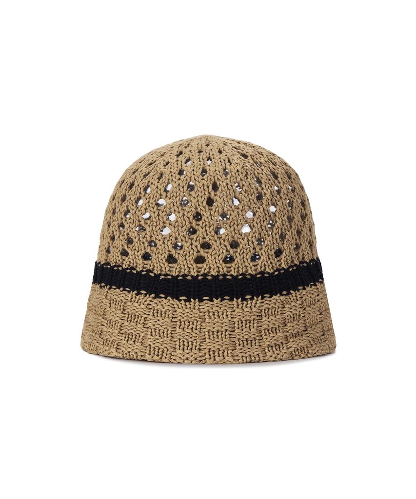 Bajal Vz Long Label Half Punching Bucket Hat Beige