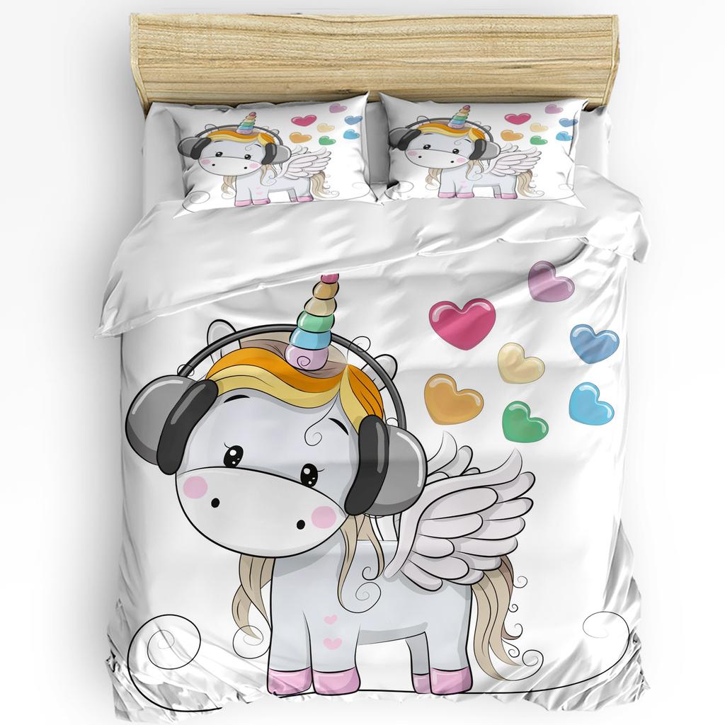 Colorful Butterfly Heart-Shaped 3pcs Bedding Set For Bedroom Double Bed Home Textile Duvet Cover Quilt Cover Pillowcase