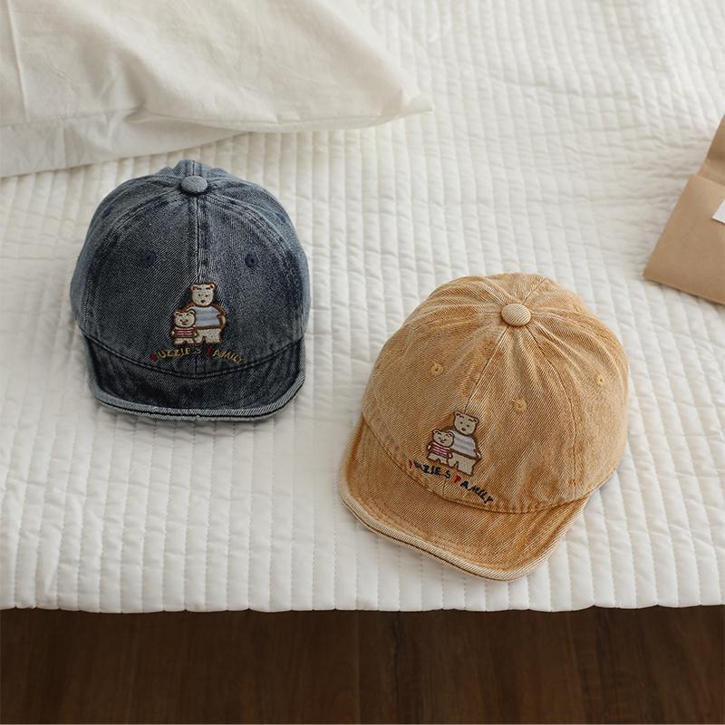 Baby Peaked Cap Embroidered Bear Baseball Hat Soft Brimmed Kids Hat