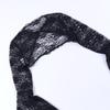 Women's Black Lace Bell Sleeve Halloween Top - Elegant Stand-up Collar