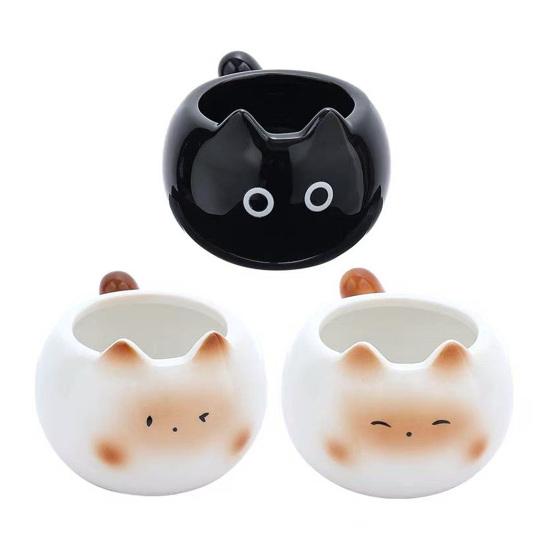 Ceramic Coffee Mug 210ml Cute Cat Espresso Cup with Tail Handle Microwave Dishwasher Safe