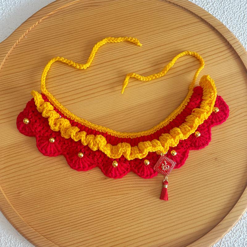 New Year Neckwear: Pet Gaiter & Scarf for Cats & Dogs - Festive Knit Collar for Chinese New Year