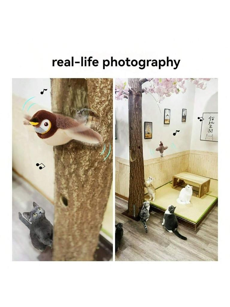 1pc Electric Interactive Cat Toy, Rechargeable Flapping Bird Plush Toys, Squeaking  Toys for Cats Fun Kitten Exercise Toys Soft