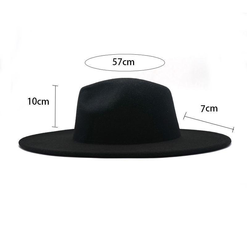 Men'S And Women'S Thermal Hats, Woolen Jazz Big-Brimmed Top Hats, British Retro Solid Color Light Board Felt Hats