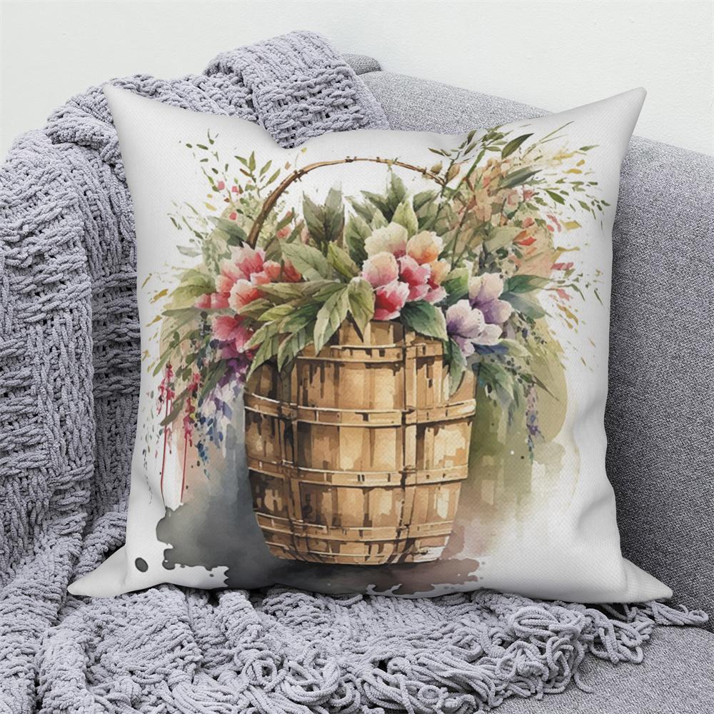 Květinový potisk Dekorativní povlak na polštářek na pohovku auto obývací pokoj Květina Rostlina Polštář