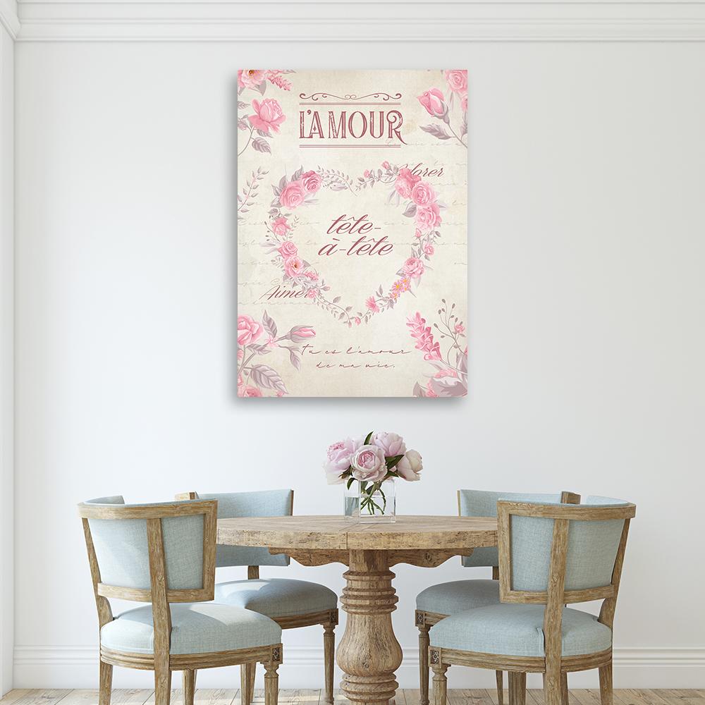 Canvas Print, Heart Shabby Chic Flowers