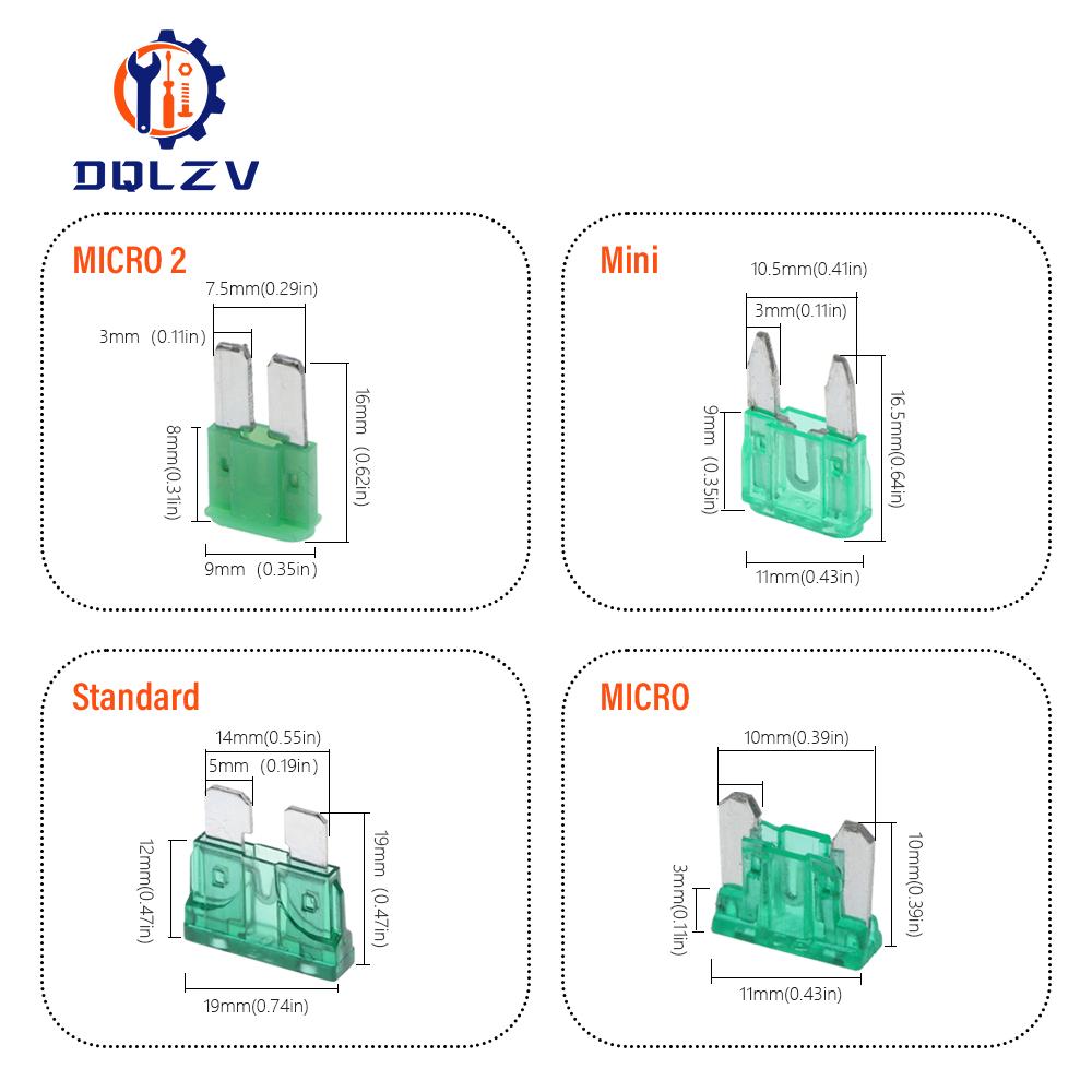 Waterproof 32V Mini Small Medium Auto Fuse Holder 18/1614/12/10AWG and Car Blade Fuse 2A 3A 5A 7.5A 10A 15A 20A 25A 30A 35A 40A