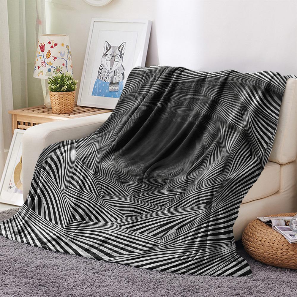 1PC Visual effects  Print FlAannel Blanket, High quality Comfortable for All Seasons, Home Decor, Warmth and Comfort