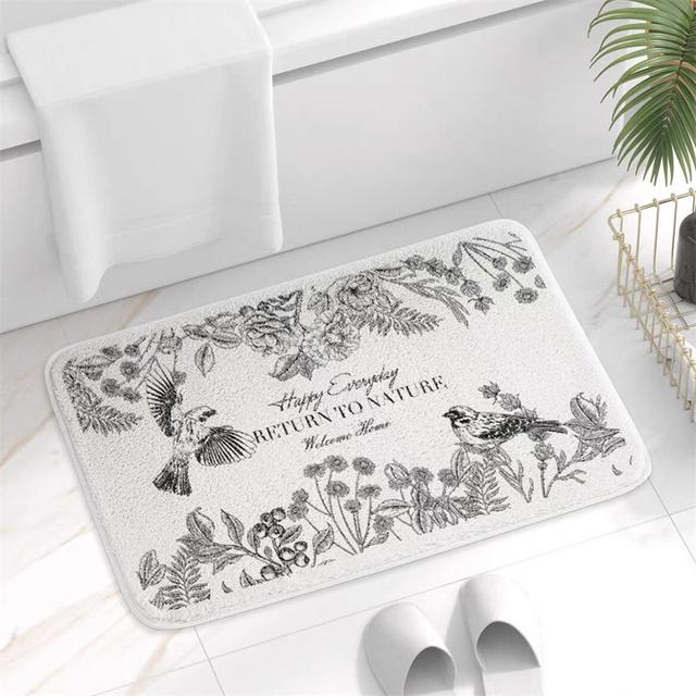

Цветочный коврик для ванной в скандинавском стиле, мягкий эластичный ковер, нескользящий, впитывающий воду, коврик для душа, защитный коврик для ванной комнаты L60xW40cm