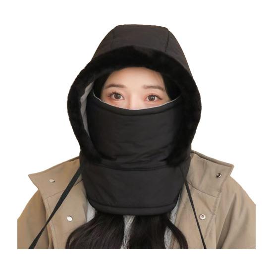 Winter Balaclavas Hat for Men Women Thick Warm Hooded Scarf Hat Fleece Drawstring Hoodie Face Cushion Ski Snow Skull Cap for Cold Weather