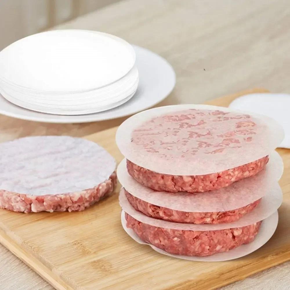100pcs 4.33 inch Hamburger Patty Paper Round Wax Paper Sheet for Burger Press Baking Cake Baking Separate  Patty Oil Paper