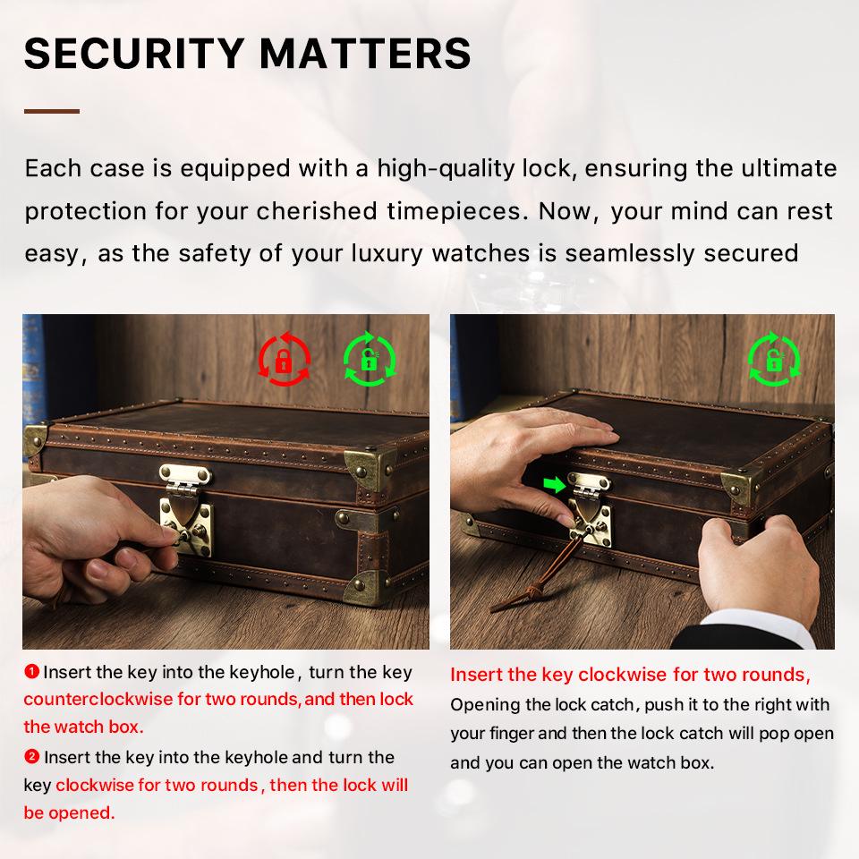 Vintage Crazy Horse Leather 8-Slot Watch Storage Box