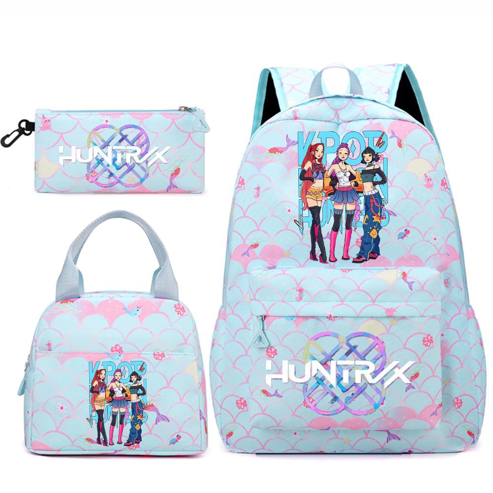 3 Stück/Set Anime Niedlich Kpop Bedruckter Rucksack Handtasche Federmäppchen für Teenger Studentin Student Junge Schultasche Kinder Schultasche Große Kapazität Reisetasche Geschenk