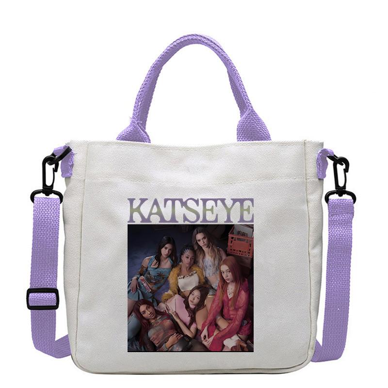Unique Apparel KATSEYE Groep Kpop Bedrukte Crossbody Tas Casual Canvas Schoudertassen 23 x 23 x 5CM gray