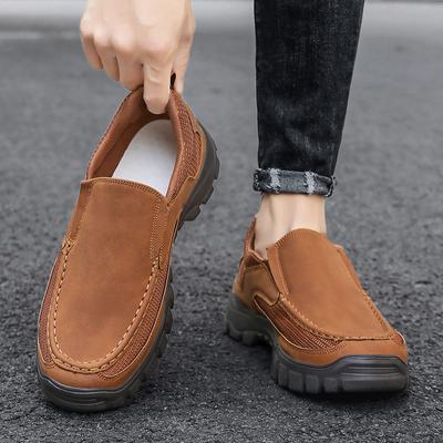 New Leather Fashion Mens Sneakers Non-Slip for Men Breathable Outdoor Hiking Shoes Male Comfortable Driving Shoe New Men Loafers