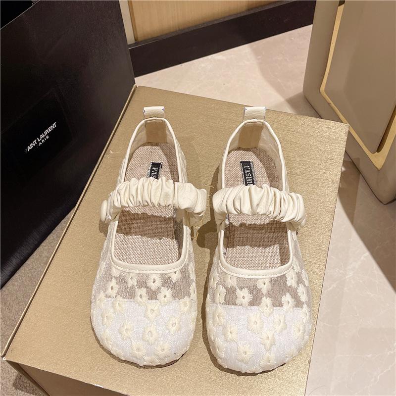 

Мэри Джейн сандалии летние дышащие сетчатые туфли для беременных плоские туфли-рыбаки с сумкой-головой для юбки одинарные туфли 40