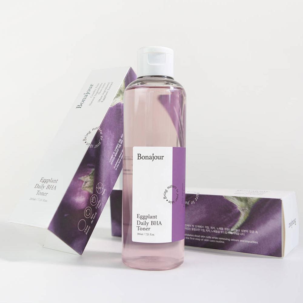 Bonajour Eggplant Daily BHA Toner 205ml Vegan Gentle Exfoliating Skin Refreshing Toner K-Beauty