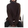 Damen Europäischer Stil Hoher Kragen Reiner Wollpullover - Herbst/Winter Mittellang, Lockere Passform, Gerippt, Elegante Strickware