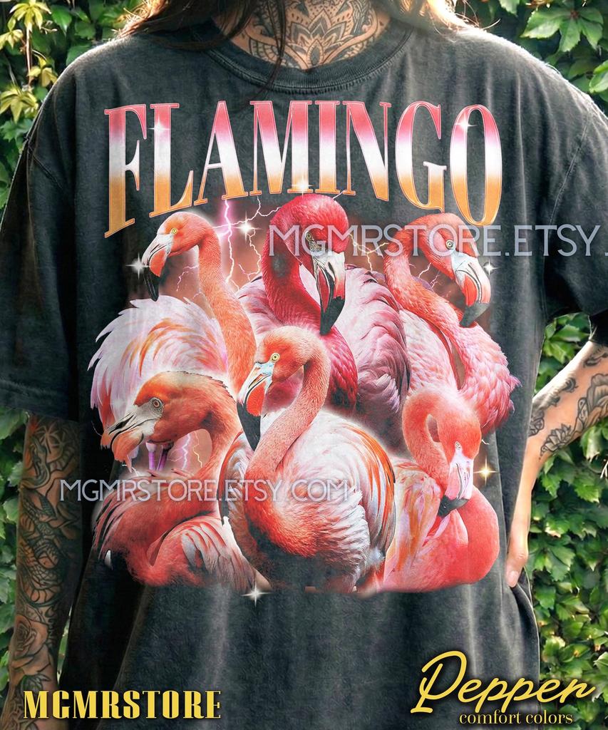 Flamingo Comfort Colors® Tshirt, 90S Graphic Style Tees, Pink Bird Retro Bootleg Sweater, Animal Lover Tanktop, Y2K Sparkle Gift