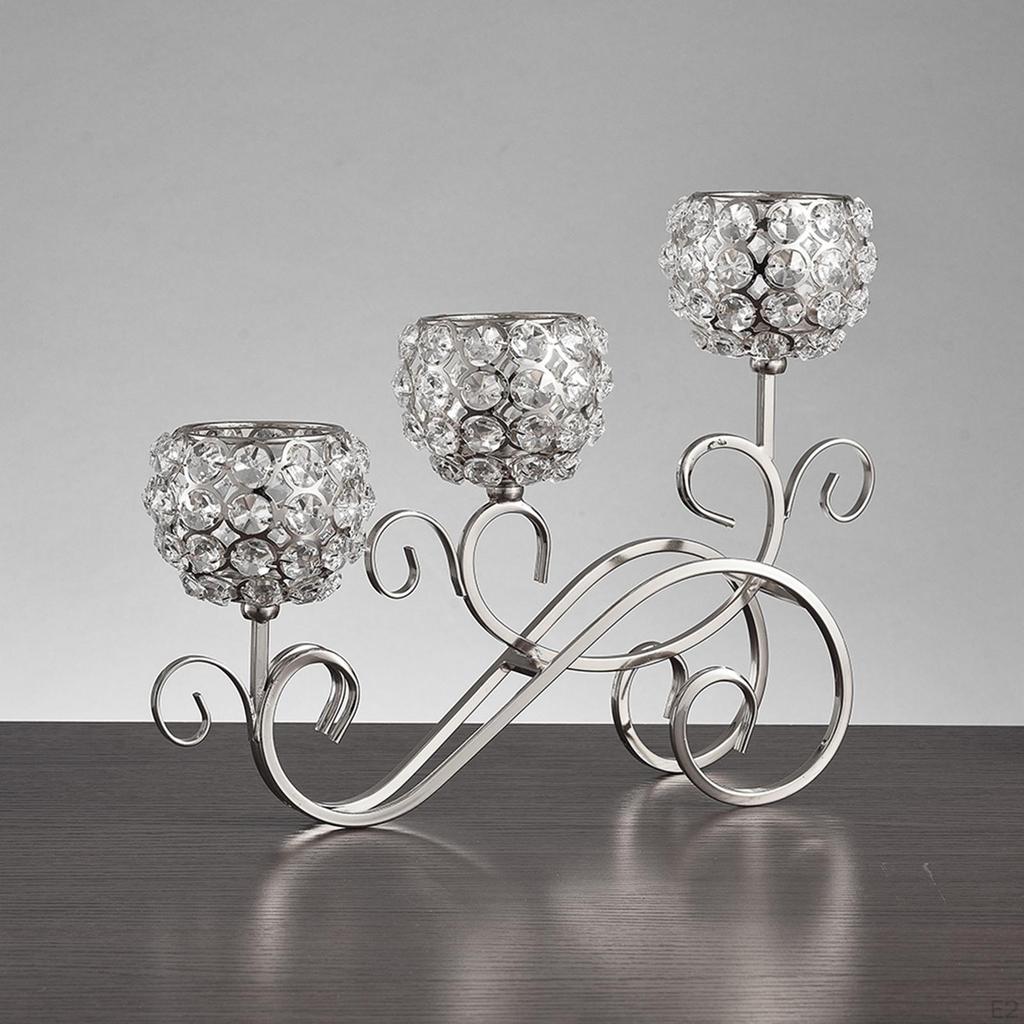 Candle Shining Crystal Metal Tealight Decorative Holder Christmas Party Ornaments