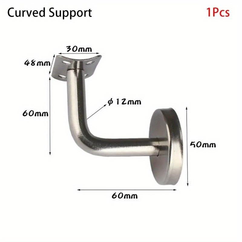 2Pcs Stair Handrail Brackets Stainless Steel Wall Support Hand Rail Silver Balustrade for Household Hotels Hardware Tools