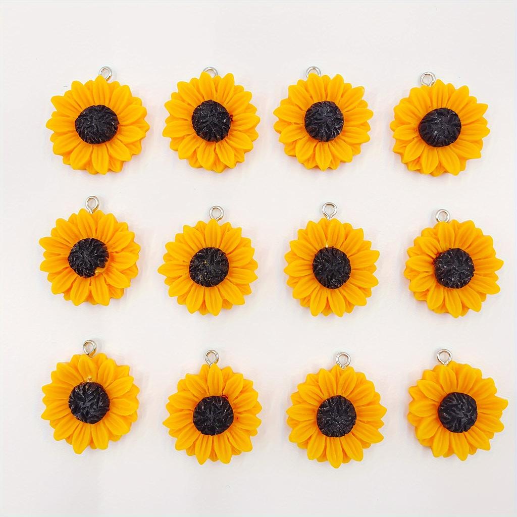 10Pcs Resin Yellow Sunflower Charms Pendants For Jewelry Making Diy Handmade Earrings Necklace Key Chain Accessories
