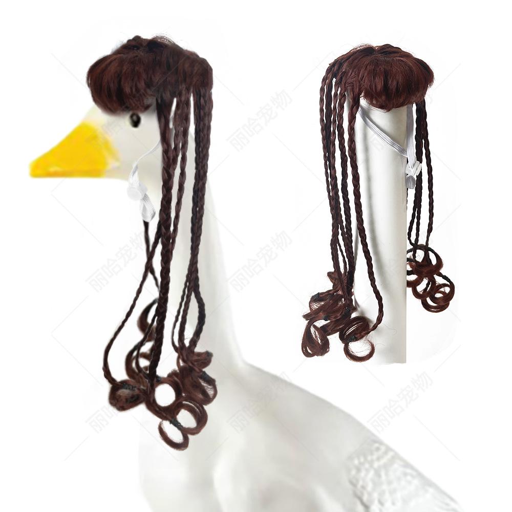 Goose Wig Costume: Cute & Funny Braided Pet Hat for Parties
