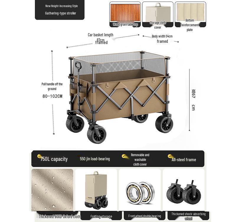 Tragbarer Falt-Campingwagen für Outdoor-Picknick- und Camping-Abenteuer