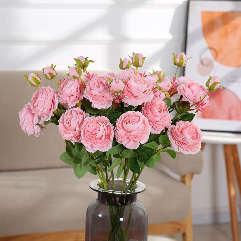 Style Artificial European Peony Rose Silk Flower For Props Wedding