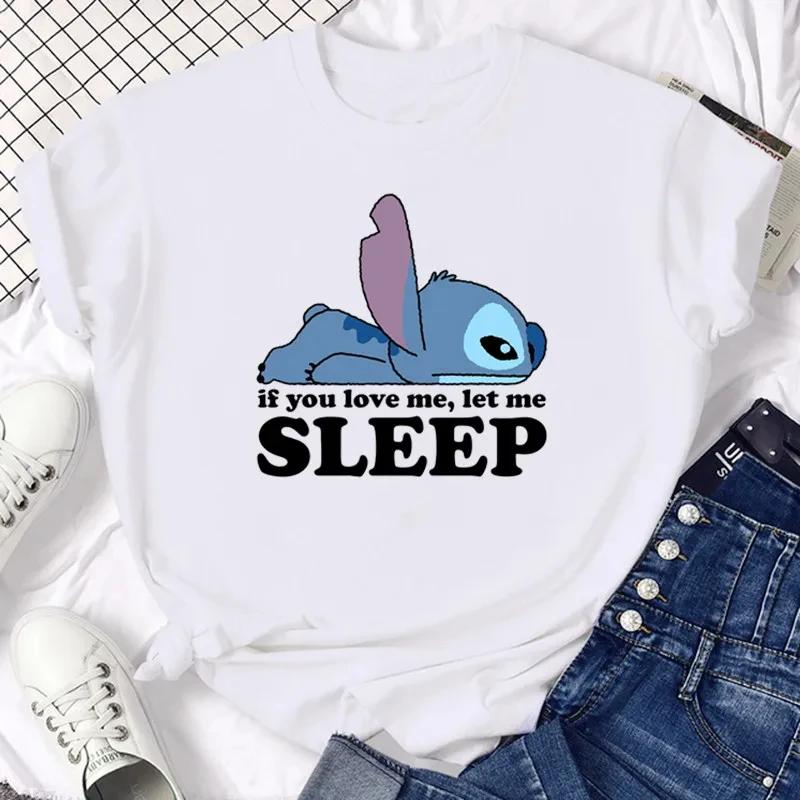 Disney Funny Not Today Stitch Women's Clothing Cartoon Y2k Stitch Summer Top Casual T-shirt Women's Cotton T-shirt