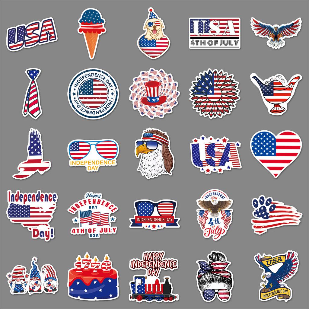 50 Photos of American Independence Day Graffiti Personalized Creative Decoration Mobile Phone Case Water Cup Suitcase Stickers Waterproof