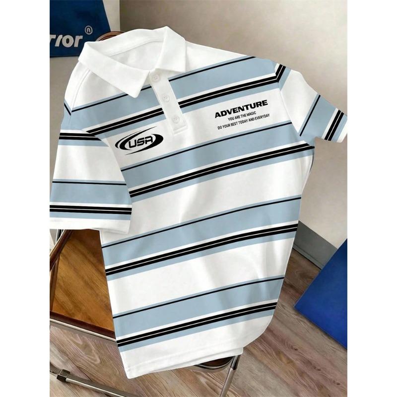 Herren Sommer Neu Gestreift Lässig Golf Business Kurzarm Poloshirt – Perfekt für den Alltag und Soziale Anlässe